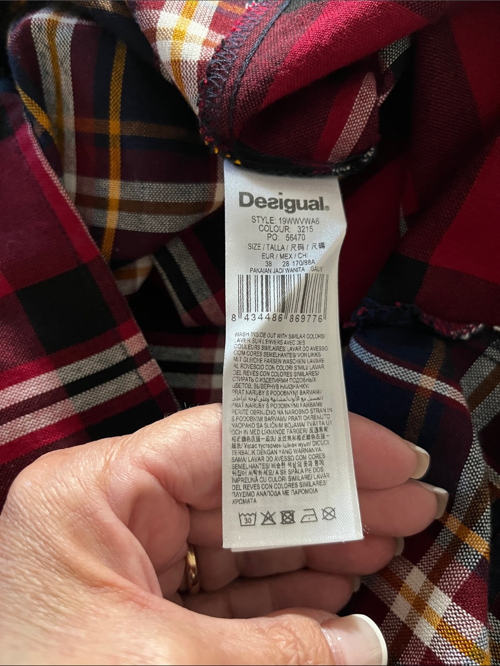DESIGUAL ROSADA CHECKED DRESS Size 38/6 - Picture 16 of 16